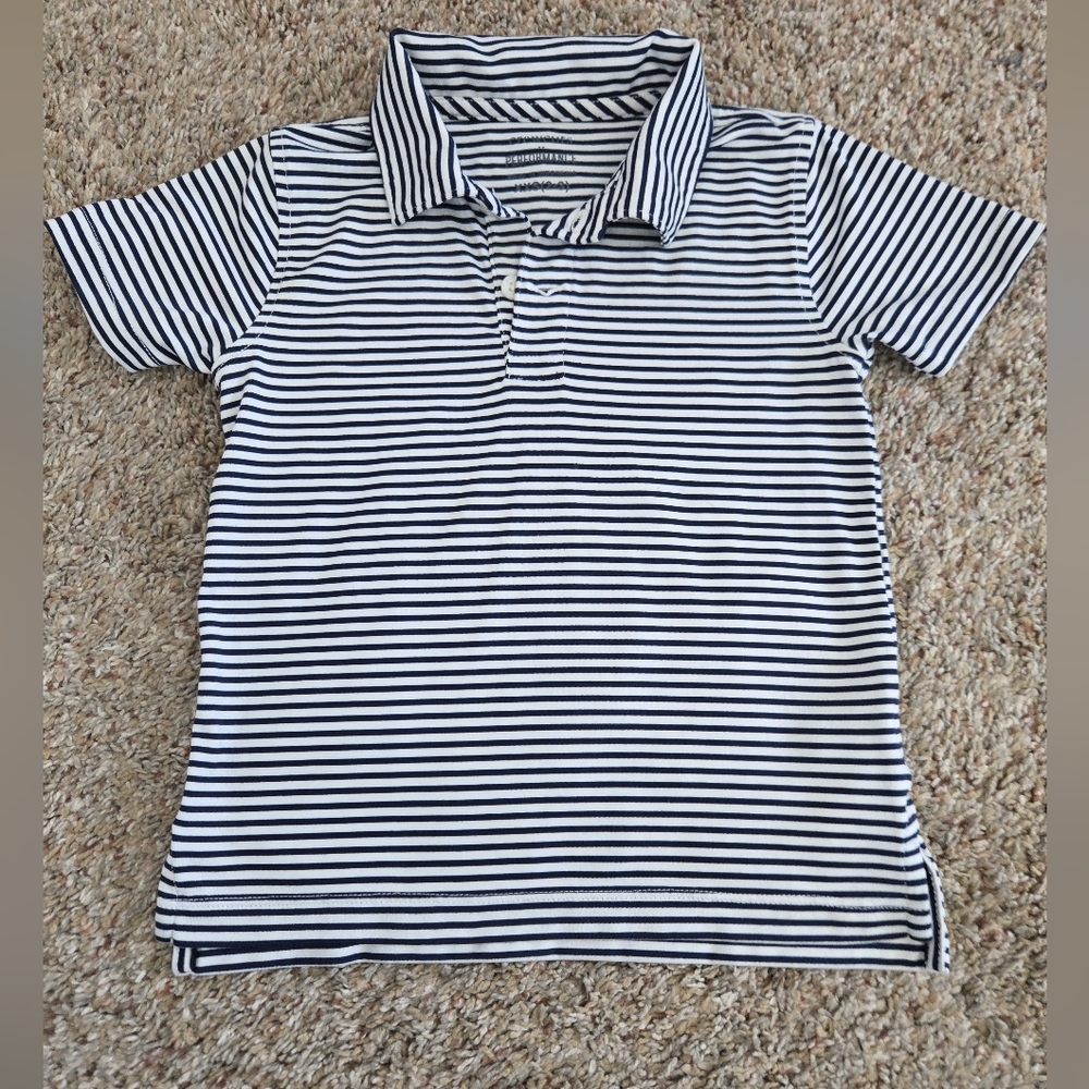 Crewcuts Performance Boys Striped Polo in Navy and White Xxs(2 To 3t)